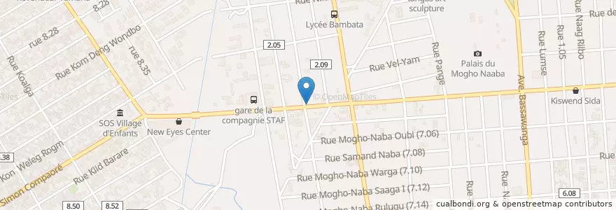 Mapa de ubicacion de Palais de la Grillade en بورکینافاسو, Centre, Kadiogo, اوآگادوگو.