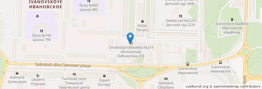 Mapa de ubicacion de Юношеская библиотека №214 en Rusia, Центральный Федеральный Округ, Москва, Восточный Административный Округ, Район Ивановское.