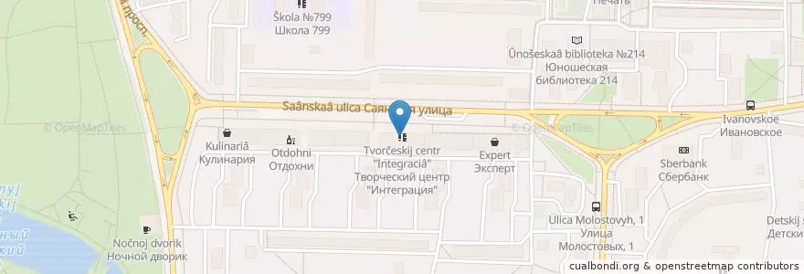 Mapa de ubicacion de Творческий центр "Интеграция" en Russia, Central Federal District, Moscow, Eastern Administrative Okrug, Ivanovskoye District.