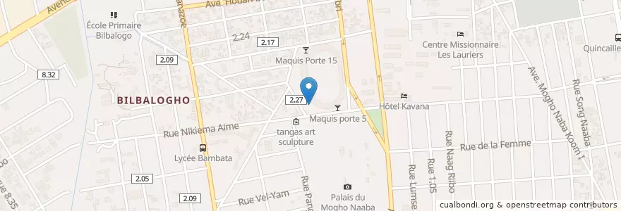 Mapa de ubicacion de Maquis Porte 2 en Burkina Faso, Centre, Kadiogo, Ouagadougou.