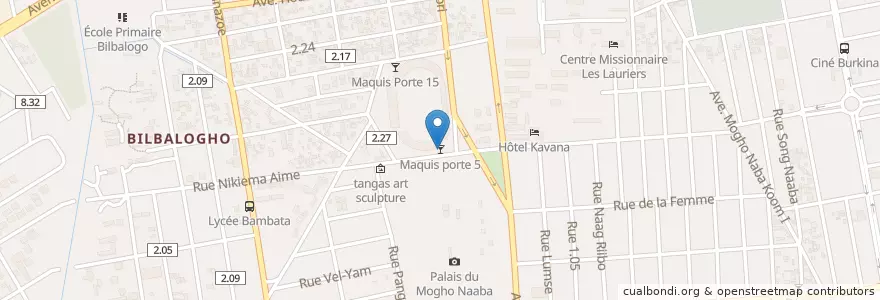 Mapa de ubicacion de Maquis porte 5 en Burkina Faso, Centre, Kadiogo, Ouagadougou.