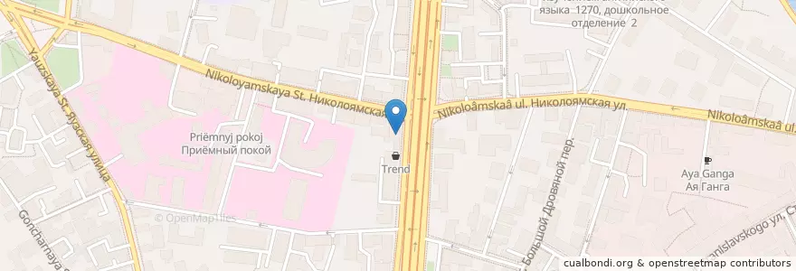 Mapa de ubicacion de Шоколадница en Rusland, Centraal Federaal District, Moskou, Центральный Административный Округ, Таганский Район.