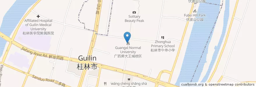 Mapa de ubicacion de 广西师大王城校区 en China, Guangxi, 桂林市.