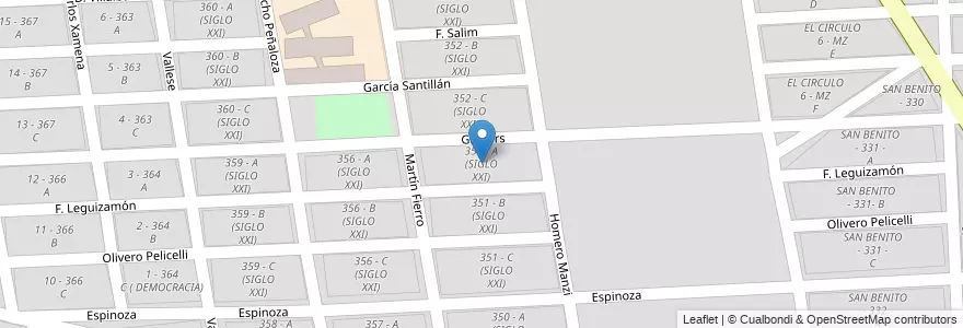 Mapa de ubicacion de 351 - A (SIGLO XXI) en 阿根廷, Salta, Capital, Municipio De Salta, Salta.