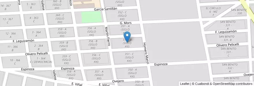 Mapa de ubicacion de 351 - B (SIGLO XXI) en Argentine, Salta, Capital, Municipio De Salta, Salta.