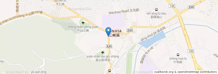 Mapa de ubicacion de 東道飲食亭 en 타이완, 신베이 시, 싼샤 구.