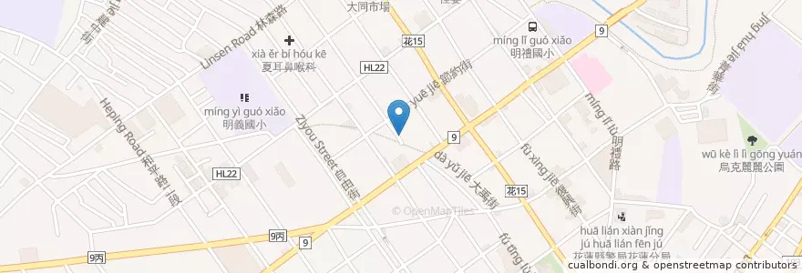 Mapa de ubicacion de 泥巴咖啡 en 타이완, 타이완성, 화롄현, 화롄 시.