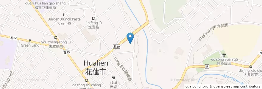 Mapa de ubicacion de 二點一線 en 타이완, 타이완성, 화롄현, 화롄 시.