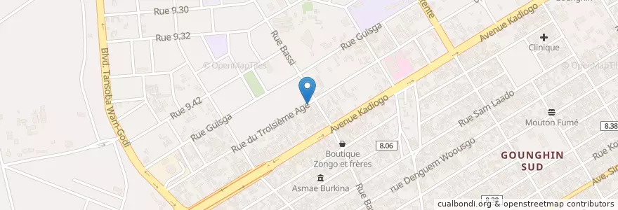 Mapa de ubicacion de Maquis Song Taaba en بورکینافاسو, Centre, Kadiogo, اوآگادوگو.