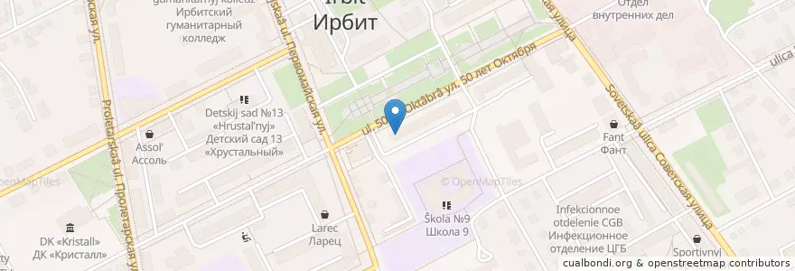 Mapa de ubicacion de СКБ-Банк en Russie, District Fédéral De L'Oural, Oblast De Sverdlovsk, Восточный Управленческий Округ, Городской Округ Ирбитское, Городской Округ Ирбит.