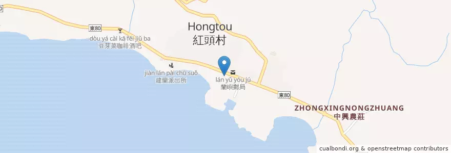 Mapa de ubicacion de 海很藍影像咖啡 en Тайвань, Тайвань, Тайдун, Ланьюй.