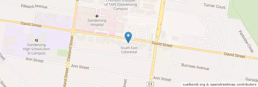 Mapa de ubicacion de South East Colorectal en Australie, Victoria, City Of Greater Dandenong.