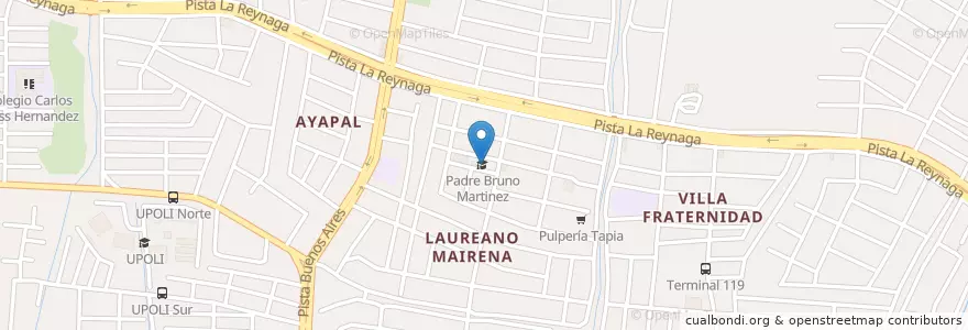 Mapa de ubicacion de Padre Bruno Martínez en Nicaragua, Departamento De Managua, Managua (Municipio).