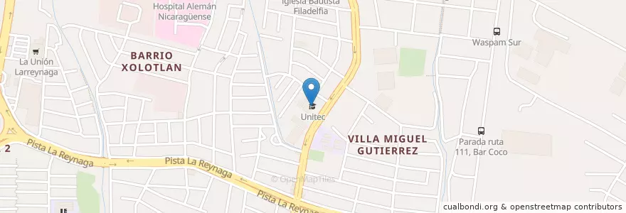 Mapa de ubicacion de Unitec en Nicaragua, Departamento De Managua, Managua (Municipio).