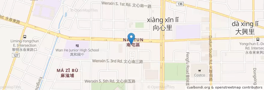 Mapa de ubicacion de 南屯區公所 en 臺灣, 臺中市, 南屯區.