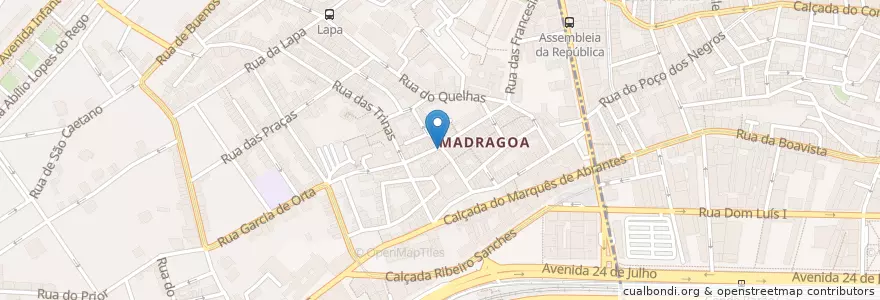 Mapa de ubicacion de Mascote da Madragoa en Portugal, Metropolregion Lissabon, Lissabon, Großraum Lissabon, Lissabon, Estrela.