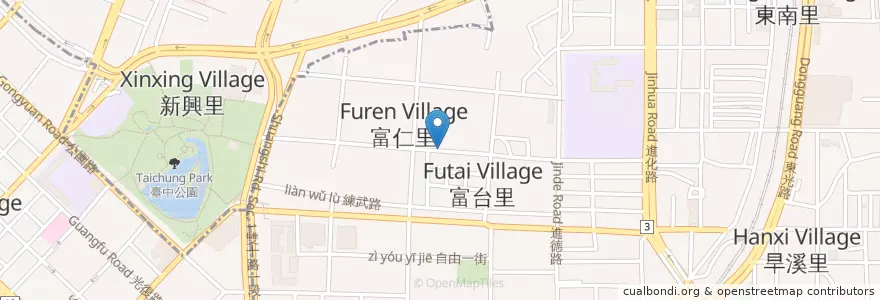 Mapa de ubicacion de 福仁藥局 en 臺灣, 臺中市, 東區.