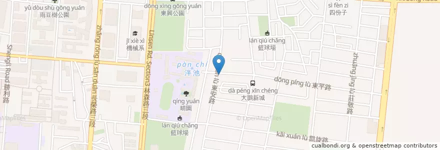 Mapa de ubicacion de 傑出文理補習班 en Taiwan, Tainan, Distretto Orientale.
