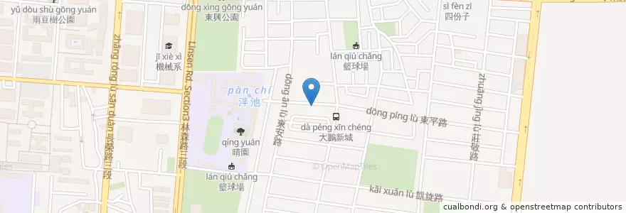 Mapa de ubicacion de 威力文理補習班 en Taiwan, 臺南市, 東區.