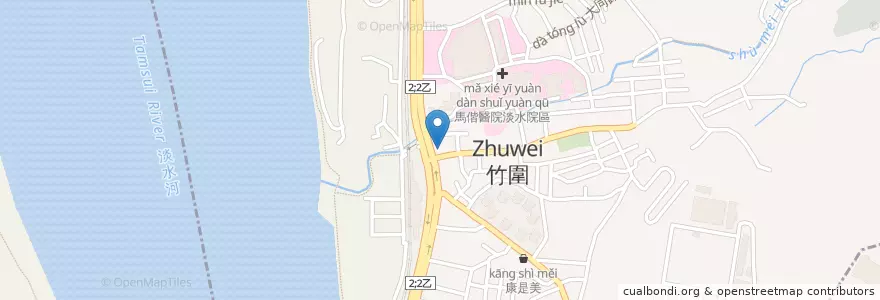 Mapa de ubicacion de 竹圍小籠包 en تایوان, 新北市, 淡水區.