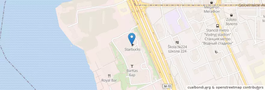 Mapa de ubicacion de Starbucks en Rusya Federasyonu, Центральный Федеральный Округ, Москва, Северный Административный Округ, Войковский Район.