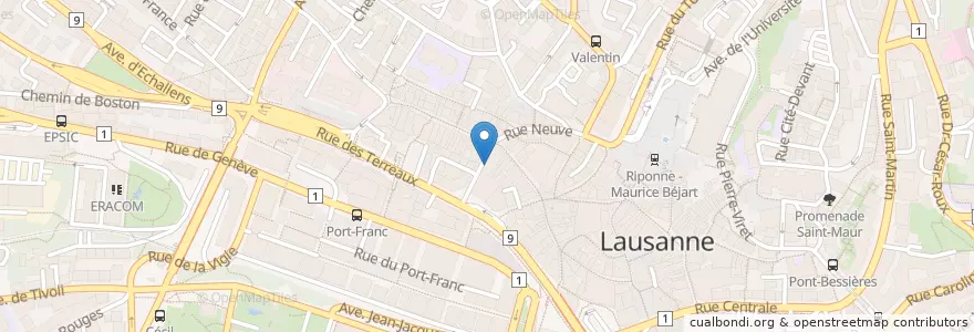 Mapa de ubicacion de Lyon Kebab en 瑞士, Vaud, District De Lausanne, Lausanne.