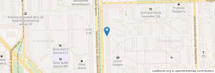 Mapa de ubicacion de Сбербанк en Rusland, Северо-Западный Федеральный Округ, Oblast Leningrad, Sint-Petersburg, Московский Район, Округ Звёздное.