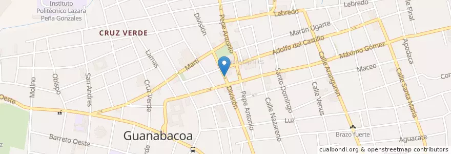 Mapa de ubicacion de Oficina de Correo de Guanabacoa en Cuba, L'Avana, Guanabacoa.