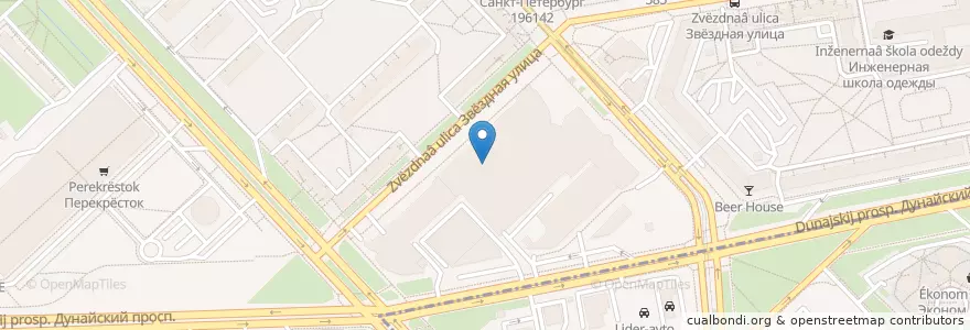 Mapa de ubicacion de МДМ-банк en Russland, Föderationskreis Nordwest, Oblast Leningrad, Sankt Petersburg, Moskauer Rajon, Округ Звёздное.
