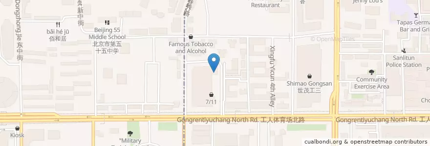Mapa de ubicacion de Yunnan en 中国, 北京市, 河北省, 朝阳区.