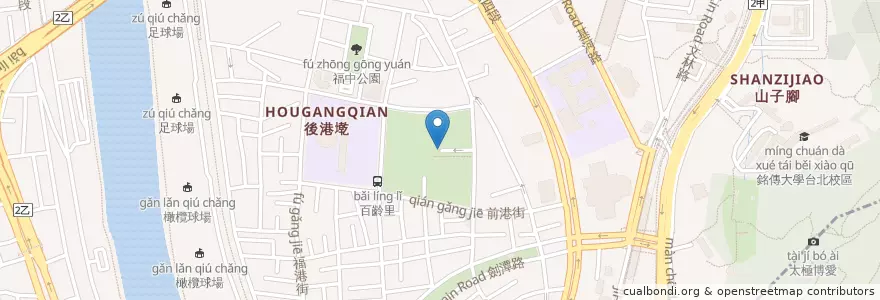 Mapa de ubicacion de 前港公園地下停車場入口 en Taiwan, Nuova Taipei, Taipei, 士林區.