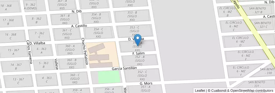 Mapa de ubicacion de 352 - A (SIGLO XXI) en الأرجنتين, Salta, Capital, Municipio De Salta, Salta.
