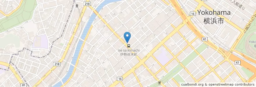 Mapa de ubicacion de かに道楽 横浜店 en 일본, 가나가와현, 요코하마시, 中区.