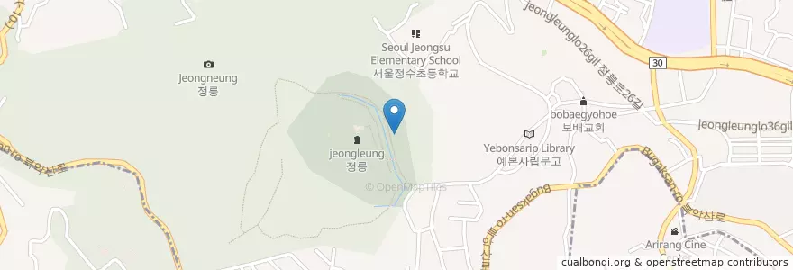 Mapa de ubicacion de 정릉 화장실 en 대한민국, 서울, 성북구, 정릉2동.