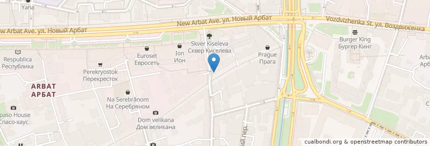 Mapa de ubicacion de Хлеб Насущный en Rusland, Centraal Federaal District, Moskou, Центральный Административный Округ, Район Арбат.