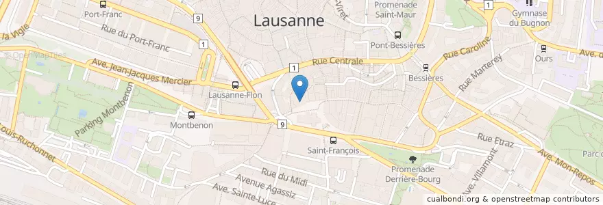 Mapa de ubicacion de Café de Paris en Швейцария, Во, District De Lausanne, Lausanne.