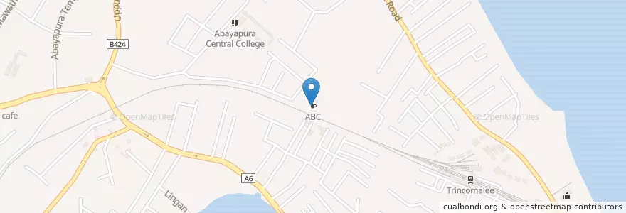 Mapa de ubicacion de ABC en ශ්‍රී ලංකාව இலங்கை, கிழக்கு மாகாணம், තිරිකුණාමළය දිස්ත්‍රික්කය.