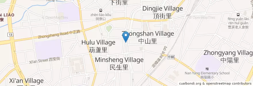 Mapa de ubicacion de 公有收費停車場 en Taiwan, Taichung, Fengyuan District.