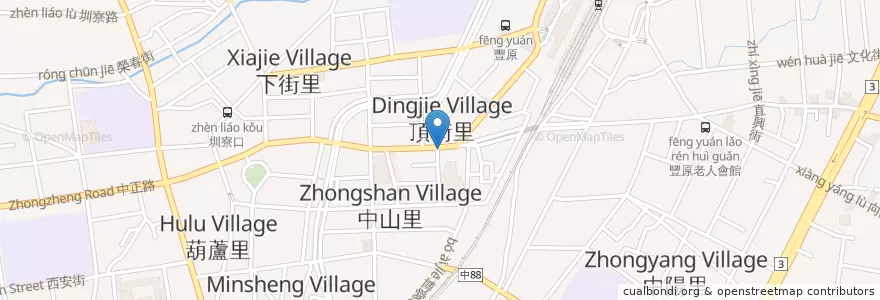 Mapa de ubicacion de 土地銀行 en 臺灣, 臺中市, 豐原區.