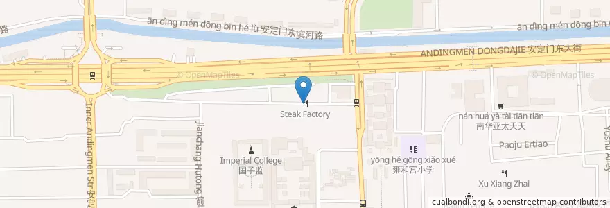 Mapa de ubicacion de Steak Factory en 중국, 베이징시, 허베이성, 东城区.