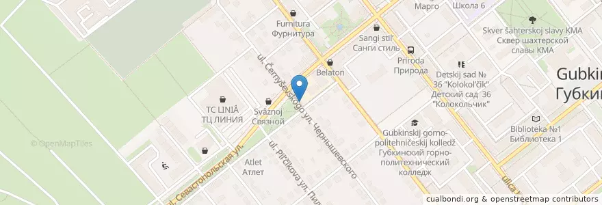 Mapa de ubicacion de Шашлычная en Russia, Distretto Federale Centrale, Белгородская Область, Губкинский Городской Округ.
