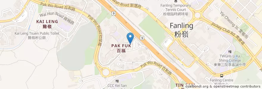 Mapa de ubicacion de 公眾單車泊位 Public Bicycle Parking en China, Hong Kong, Guangdong, Wilayah Baru, 北區 North District.
