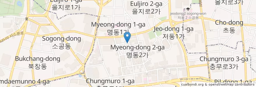 Mapa de ubicacion de Pizza Hut en Coreia Do Sul, Seul, 명동.