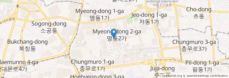 Mapa de ubicacion de Starbucks en Zuid-Korea, Seoel, 중구, 명동.