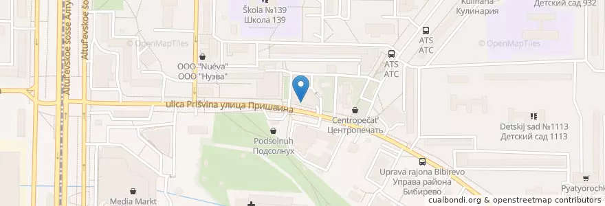 Mapa de ubicacion de Pizza Hut en Rusia, Distrito Federal Central, Москва, Северо-Восточный Административный Округ, Район Бибирево.