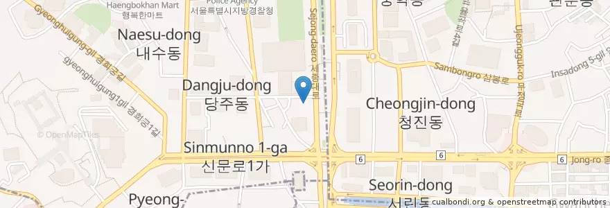 Mapa de ubicacion de Angel in is specialty / 엔제리너스 거피 en Güney Kore, Seul, 종로구.