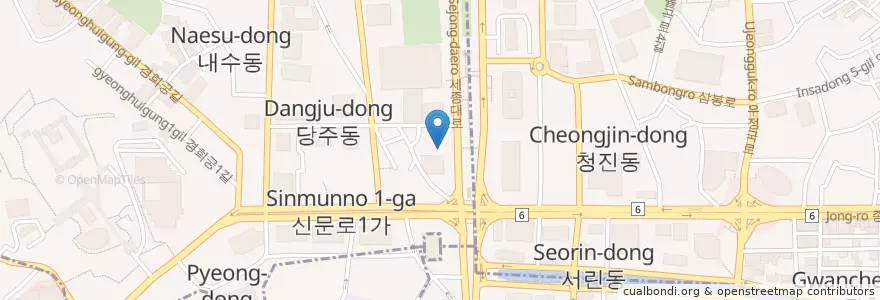 Mapa de ubicacion de 星巴克 en 韩国/南韓, 首尔, 鍾路區, 社稷洞.