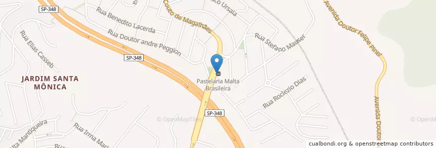 Mapa de ubicacion de Pastelaria Malta Brasileira en ブラジル, 南東部地域, サンパウロ, Região Geográfica Intermediária De São Paulo, Região Metropolitana De São Paulo, Região Imediata De São Paulo, サンパウロ.