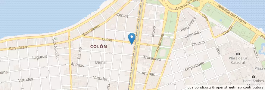 Mapa de ubicacion de Prado No. 12 Cafe en キューバ, La Habana, La Habana Vieja.