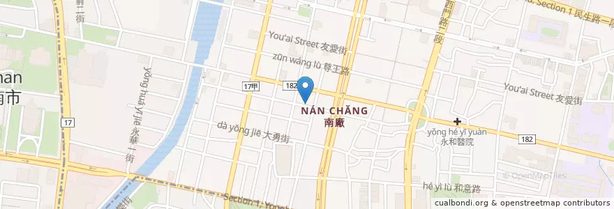 Mapa de ubicacion de 牛妹牛肉湯 en Taiwan, Tainan, Zhongxi District.